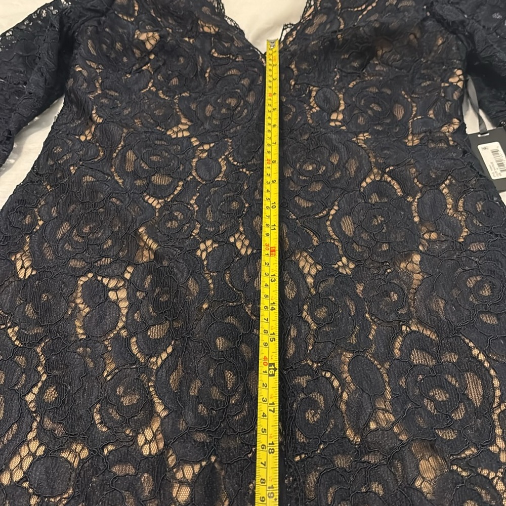 Vera Wang Nordstrom Dress navy nude v neck lace cocktail SZ 10 formal dressy NWT - Picture 15 of 16